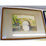 Peggy Myersough - watercolour Brickeau Bridge in Killarney - 22 x 29cm