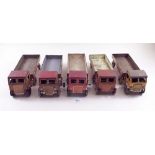 Five various Mettoy clockwork trucks - 23cm