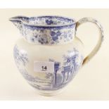 A Victorian blue and white "Athens" jug