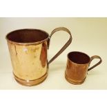 A Victorian copper gallon measure and a quart measure