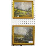 Taylor - pair of small oil on board pastoral scenes - 14 x 16cm