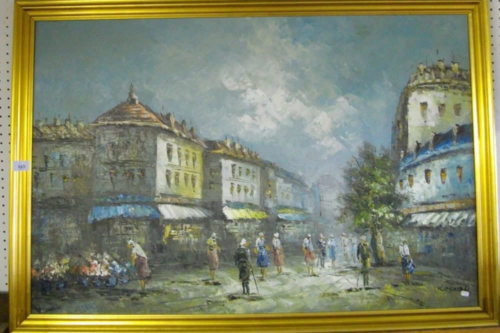 Kosman - oil on canvas street scene - 60 x 90cm