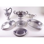 A silver plated fruit bowl and other silver plated items
