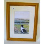 A Bruce Dobson limited edition print of a collie 'Ready' 28 x 18cm