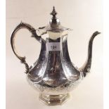 A Victorian silver coffee pot , fluted and engraved, London 1849, 29oz