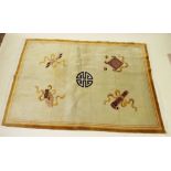 A Chinese Superwash cream rug with oriental motifs 193 x 139cm