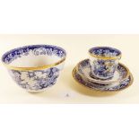 A Victorian blue and gilt teaset comprising: ten cups and twelve saucers, sugar and nine tea plates