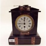 A Victorian slate mantel clock - 25cm