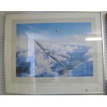 A limited edition print of a spitfire signed Douglas Bader and Johnnie Johnson - 33 x 47cm