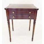 A mahogany reproduction occasional table with two frieze drawers