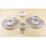 An Edwardian blue floral teaset by Tuscan China comprising: ten cups and saucers, twelve tea plates,