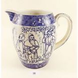 A Copeland large blue and white jug printed scenes from Macbeth