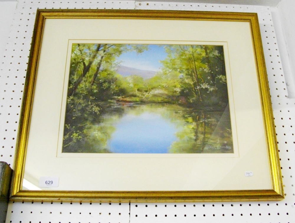 Vivien Bromley - pastel Malvern pool scene