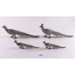 Two pairs of silver plated pheasants