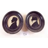 Two early 19th century oval framed silhouettes of gentleman - 10cm approx.