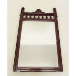 An Edwardian spindle topped mirror 53 x 90cm total size