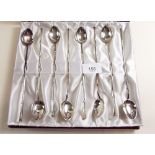 A set of sterling silver Chinese bamboo cocktail spoons, boxed