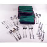 A silver plated cutlery set comprising:- five table spoons, eight dessert spoons, eight soup spoons,