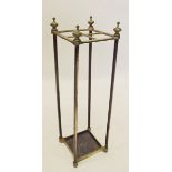 A brass Edwardian four section stick stand