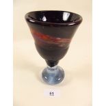 A blue studio glass goblet