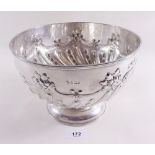 A silver fruit bowl with embossed decoration, Sheffield 1899 17ozs