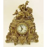 A heavy brass ornate mantel clock 'Imperial', 42cm