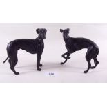 A pair of bronze finish lurcher dogs 13cm