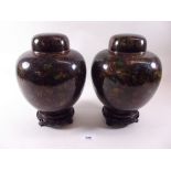 A pair of floral cloisonne vases