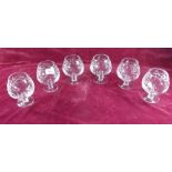 A set of six vintage cut glass brandy glasses