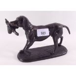 A bronze finish figure of a retriever dog and game, 14cm high x 21cm