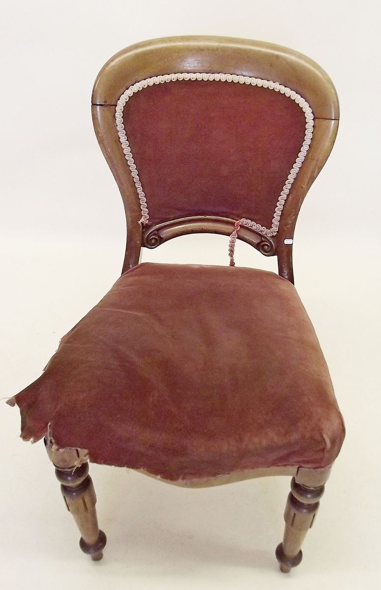 A Victorian hoop back dining chair upholstered in pink