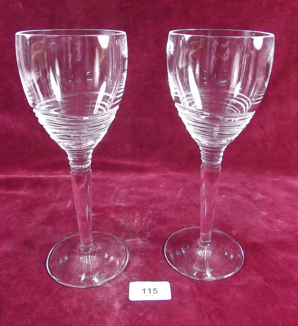 A pair of 'Jasper Conran' Stuart cut glass crystal large wine glasses