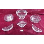 A set of six Swedish glass plates, a cut glass fruit bowl and other glassware