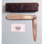 A Victorian silver and mother of pearl folding fruit knife Sheffield 1875, by Thomas Marples