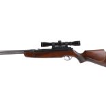 .22 BSA Super Star, under lever air rifle with Monte Carlo stock, silencer, blade foresight, 4 x