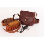 Pointer leather cartridge bag, game carrier and two leather cartridge belts