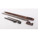Swiss M1863 type socket bayonet,18 ½ ins broad tapered cruciformed blade,stamped with various