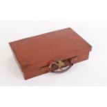 Leather cartridge magazine case with five internal divisions, complete with key