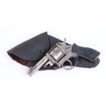 .36 German 8 shot revolver, chromed action (a/f), black relief decorated grips, lanyard ring, nvn,