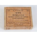 10 x .375 Kynoch Rimless cartridges in original sealed box. This Lot requires a Section 1 Licence