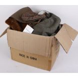 Box of sporting clothes: breeks; over trousers, hats, etc.