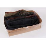 Fleece lined nylon shotgun slip, leather bound rifle slip and five others