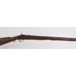 .750 Percussion musket, 39,1/2 ins full stocked brass banded steel barrel, steel lock (a/f), brass