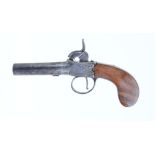 50 bore Percussion pocket pistol, turn off barrel, boxlock action engraved Wm Bond, London, slab