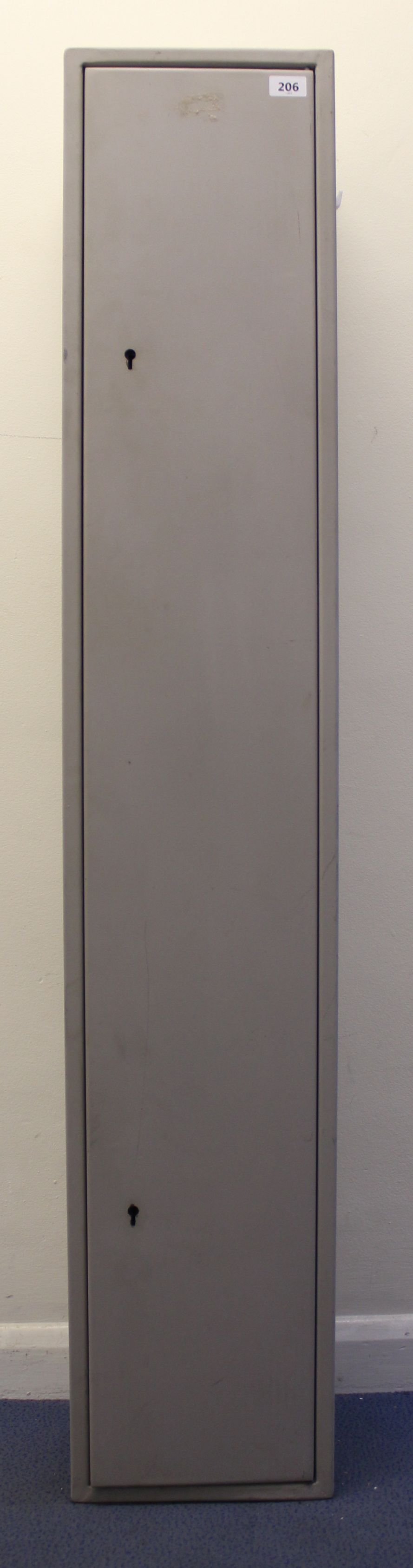 Steel five gun security cabinet with locking top box, 1500 x 280 x 250mm