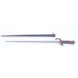 Gras bayonet dated 1875 with wood grips, metal scabbard