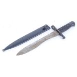 Spanish bayonet with 9 ins bolo blade, marked FN Toledo with matching numbers to steel sheath