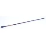 Rosewood cleaning rod with removeable handle and brass mounts, 35 ins overall