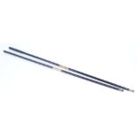Two Ebony two piece cleaning rods with brass mounts, 37 and 34 ins overall