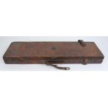 Oak and leather gun case with fitted interior for 31 ins barrels